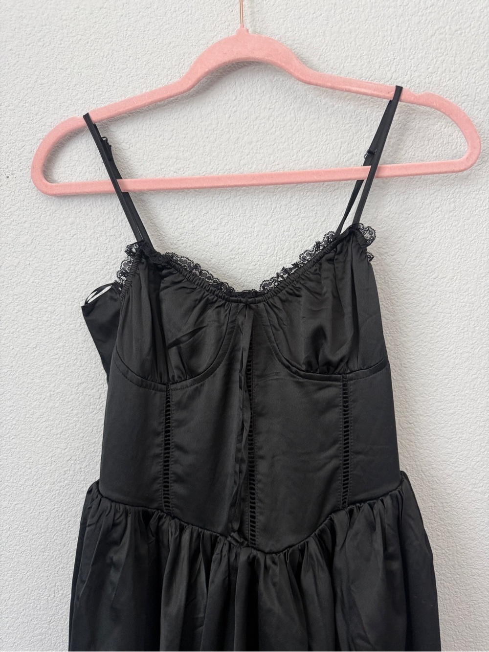 Thirty/thirty large Black Lace-Trim corset Mini Dress - whimsigoth ballet - Picture 2 of 7